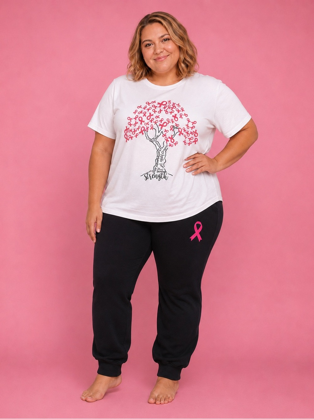 BRAND NEW WITH TAGS Pink Ribbon Tree Jogger Set